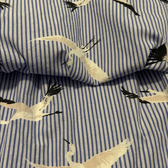 Who What Wear blue & white striped pleated midnskirt SZ 16 A-line w/crane bird - Picture 8 of 11